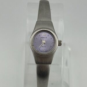 Rumours Watch Women‎ 17mm Case Purple Dial Silver Bangle Band- New Battery